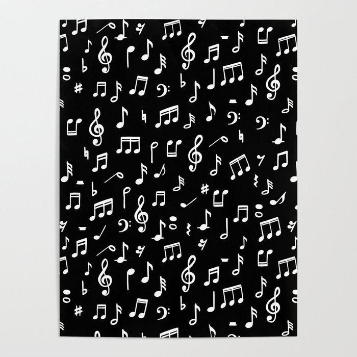 Music notes in black background Poster