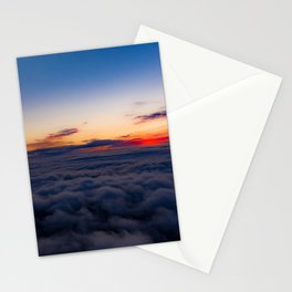 Aerial sunset view over the Blue Ridge Mountains from the cockpit of a private aircraft. Sky with clouds. Sky background Stationery Card