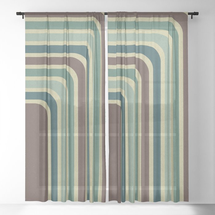 Retro Stripes Pattern Sheer Curtain