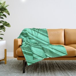 [ Thumbnail: Sea Green and Aquamarine Colored Striped/Lined Pattern Throw Blanket ]