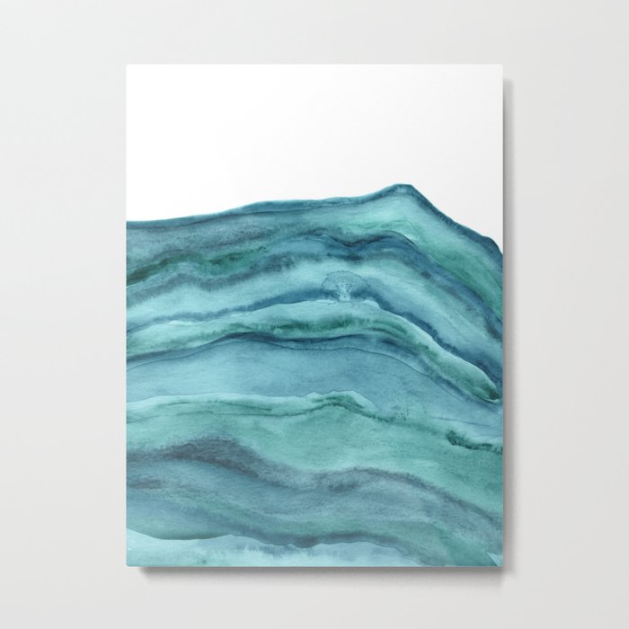 Watercolor Agate - Teal Blue Metal Print