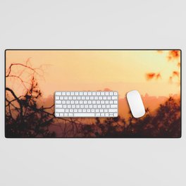 summer sunset with mountain scenic in Los Angeles California USA Desk Mat