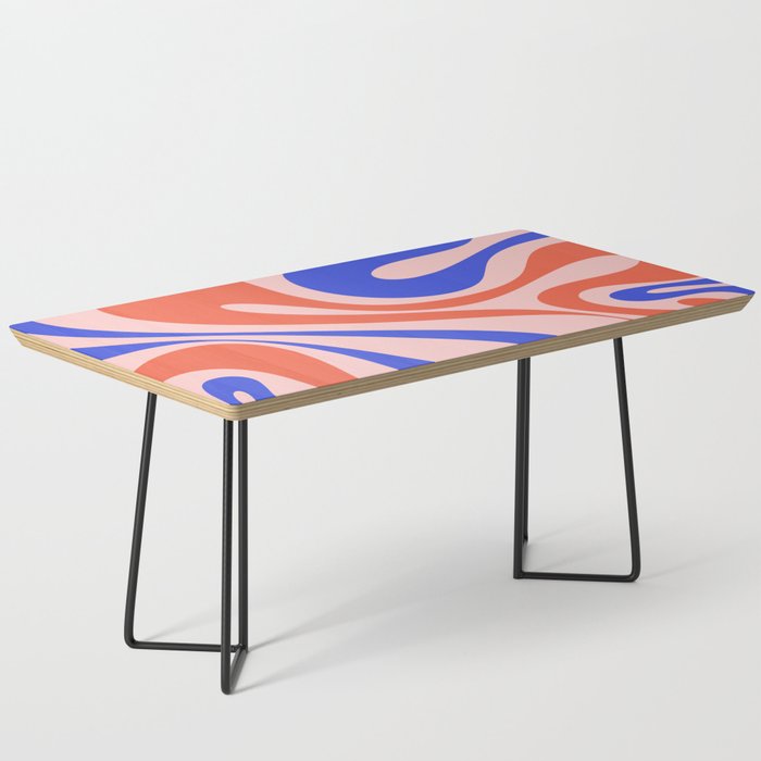 Mod Swirl Retro Abstract Pattern Pink Orange Bright Blue Coffee Table