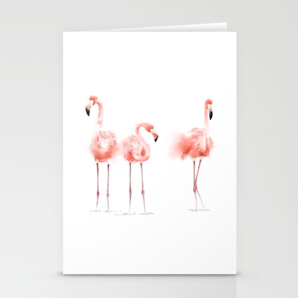 3 Flamingos Stationery Cards