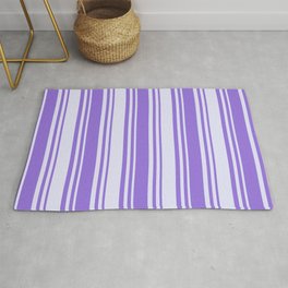 [ Thumbnail: Purple and Lavender Colored Striped Pattern Rug ]