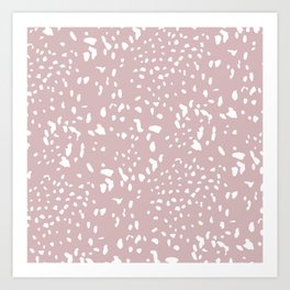 Wild spots cheetah dots boho animal print design white spots on soft pink blush Art Print
