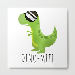 Dino-Mite Metal Print | Drawing, Cartoon, Comic, Dinopuns, Dinotee, Dinopun, Dinot Shirt, Dinosaurroom, Dinosaurtee, Dinosaurshirt 