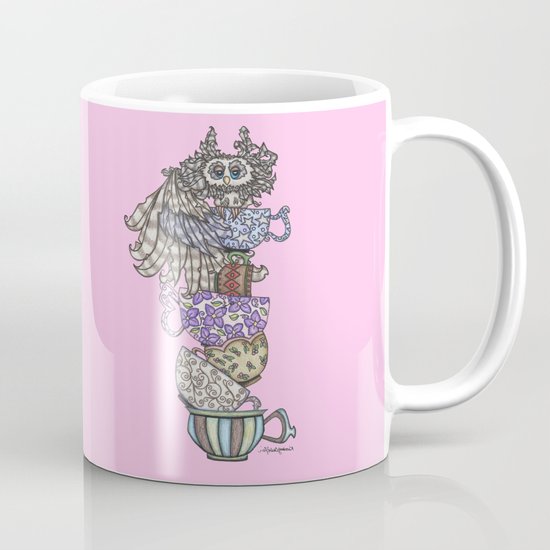 Owlice Wants Another Cup of Tea Pink Mug
