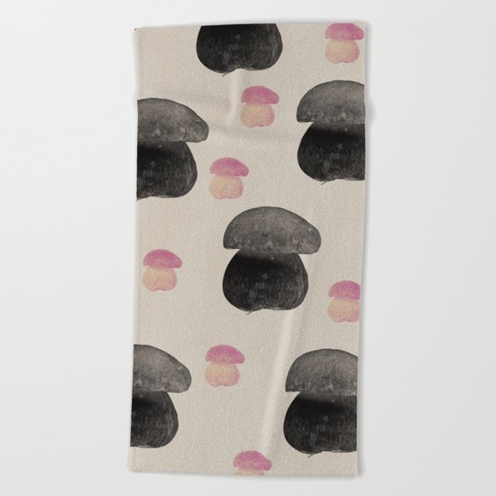 Black mushroom Beach Towel
