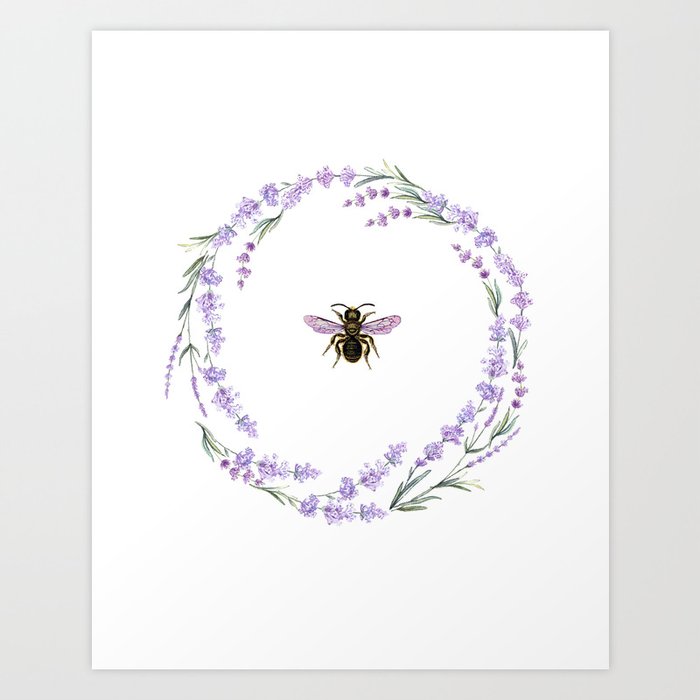 Lavender Bee Art Print