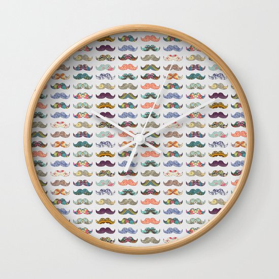 Mustache Mania Wall Clock
