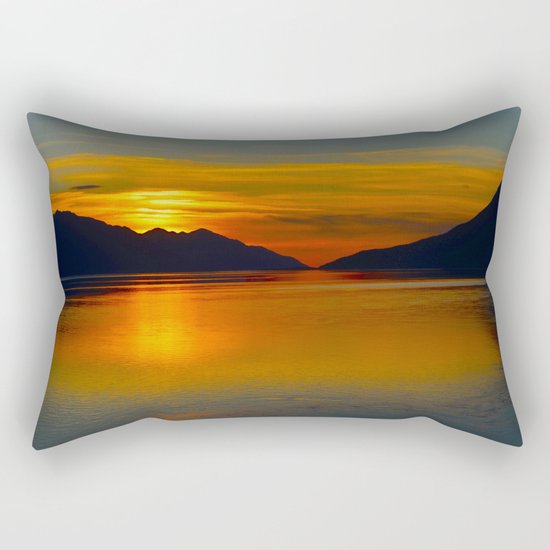 Alaskan Sunset Silhouette - Turnagain Arm Rectangular Pillow