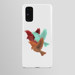 three colorful little birds flying Android Case