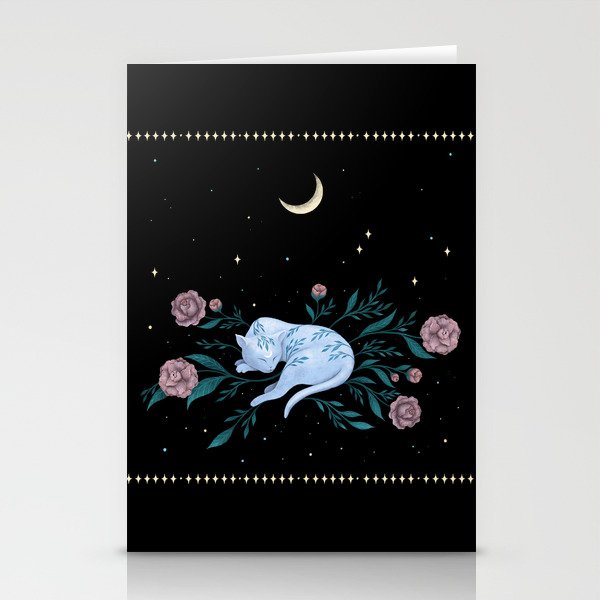 Cat Dreaming of the Moon Stationery Cards