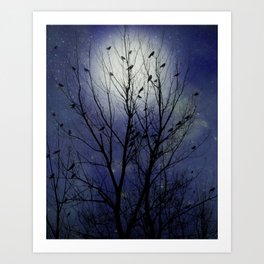 Moody Moonlit Crows Art Print