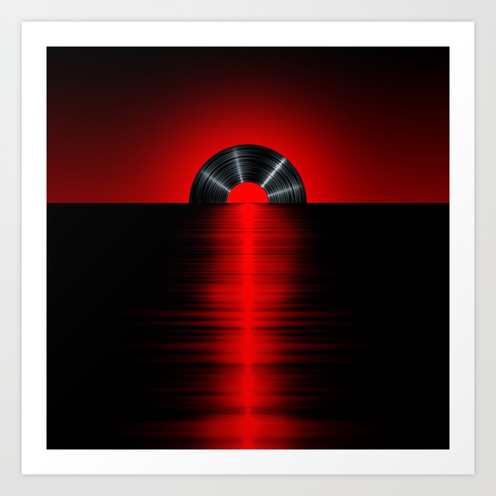 Vinyl sunset red Art Print