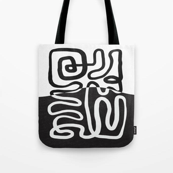 ABSTRACTION 01 | Black and White Abstract Series Tote Bag