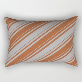 [ Thumbnail: Dark Gray and Sienna Colored Striped/Lined Pattern Rectangular Pillow ]