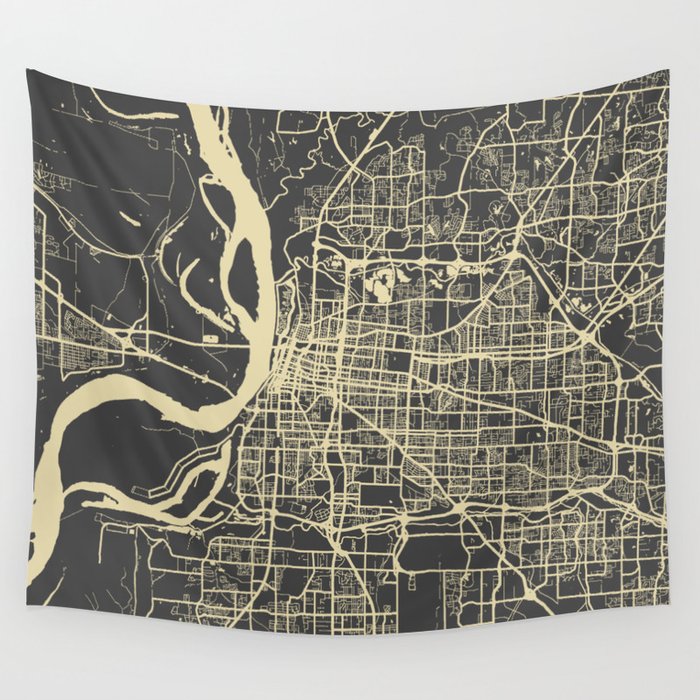 Memphis map yellow Wall Tapestry