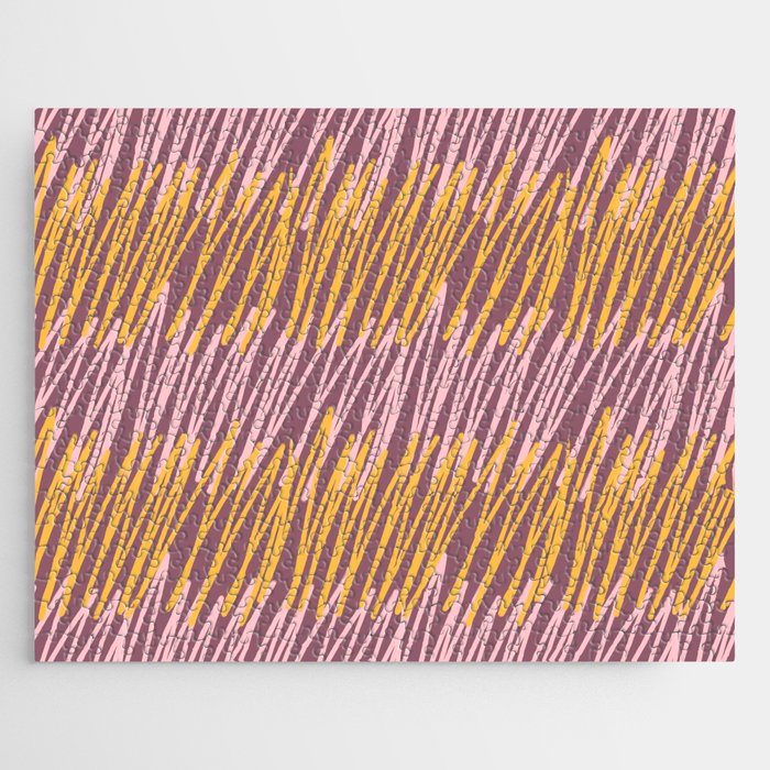 Scribbled Impatience 4A | Mauve and Yellow | Pattern Jigsaw Puzzle