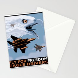 F15 Eagle Patriotic Image. White Propaganda meaning source is known and truthful message. Stationery Cards