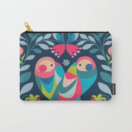 Love Birds pattern with blue background  Carry-All Pouch