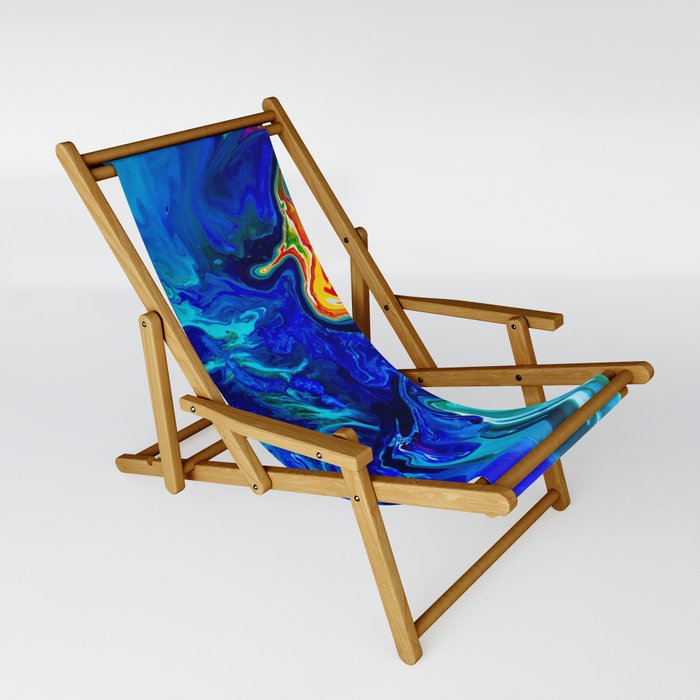 Ocean Angel Abstract Blue & Red Sling Chair