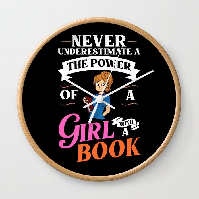 Book Girl Reading Women Bookworm Librarian Reader Wall Clock