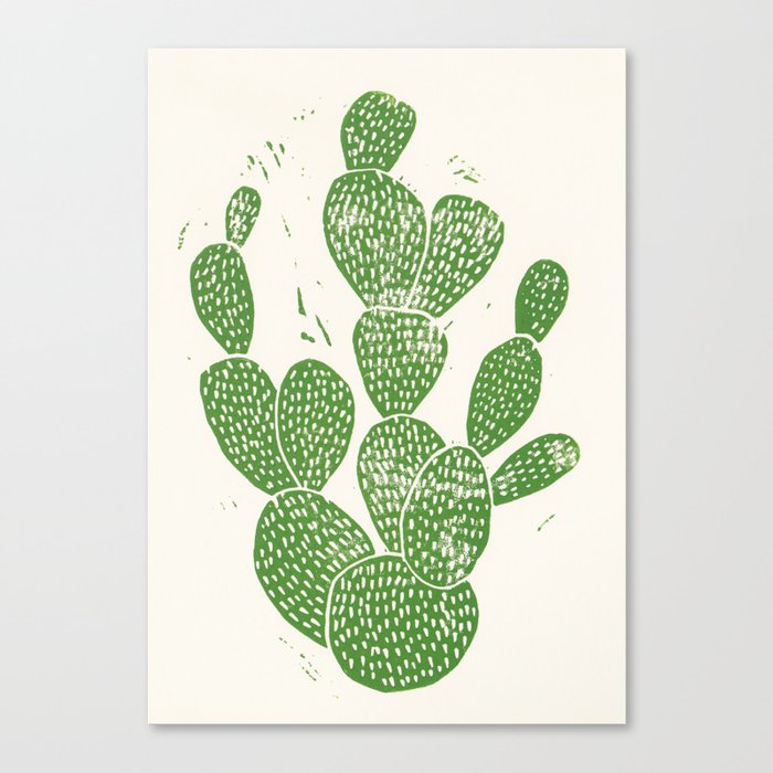 Linocut Cactus #1 Canvas Print