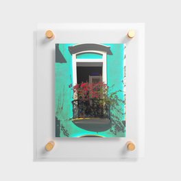 Puerto rican balcony and flowers Floating Acrylic Print