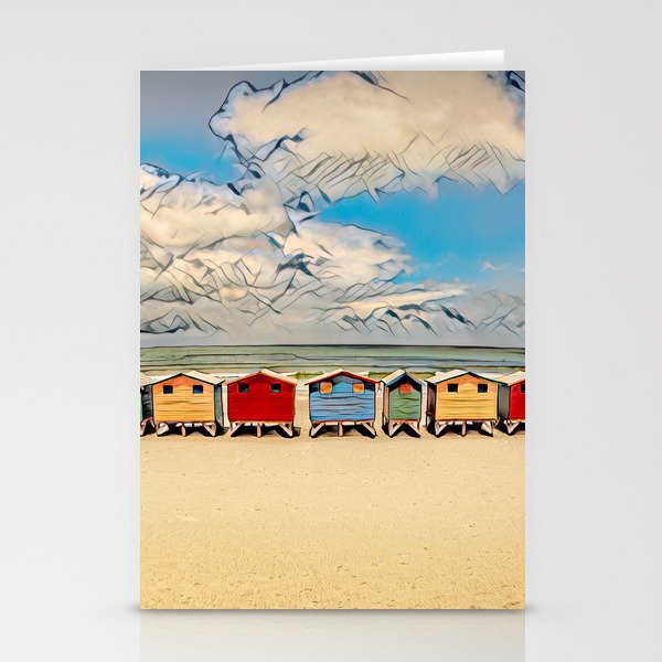 Beach Huts, Muizenberg Beach, South Africa Stationery Cards