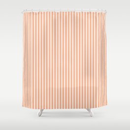 Classic Small Orange Soda French Mattress Ticking Double Stripes Shower Curtain