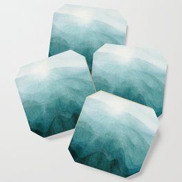 Sunrise in the mountains, dawn, teal, abstract watercolor Coaster
