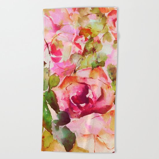 roses abstraites Beach Towel
