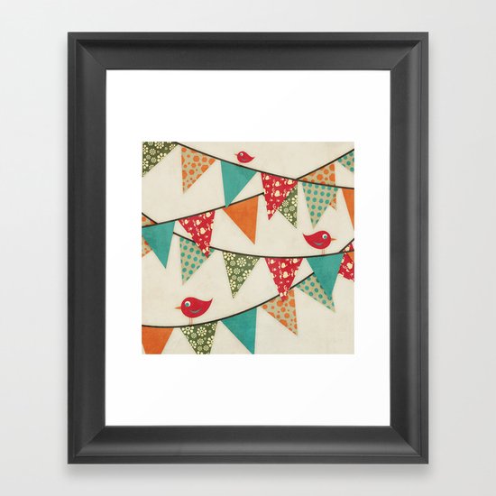Home Birds 'N' Bunting. Framed Art Print