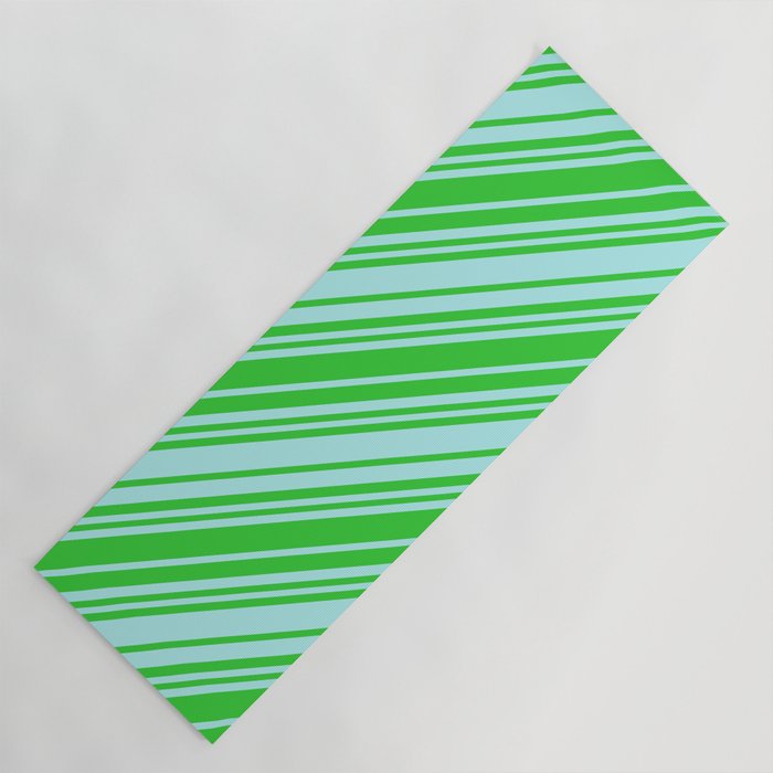 Turquoise & Lime Green Colored Pattern of Stripes Yoga Mat