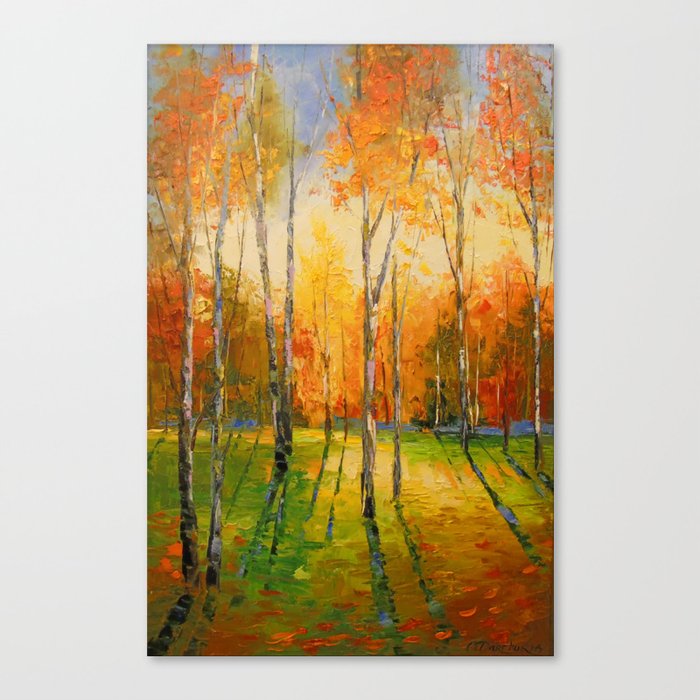 Закат в осеннем лесу Canvas Print