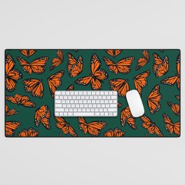 Green Monarch Butterflies Pattern Desk Mat