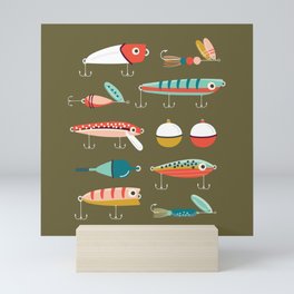 Fishing Lures Green Mini Art Print