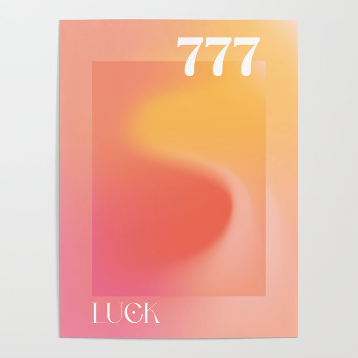 Gradient Angel Number 777 Luck Poster