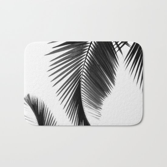 Black and white Leafs Bath Mat