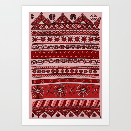 Yzor pattern 005 red Art Print