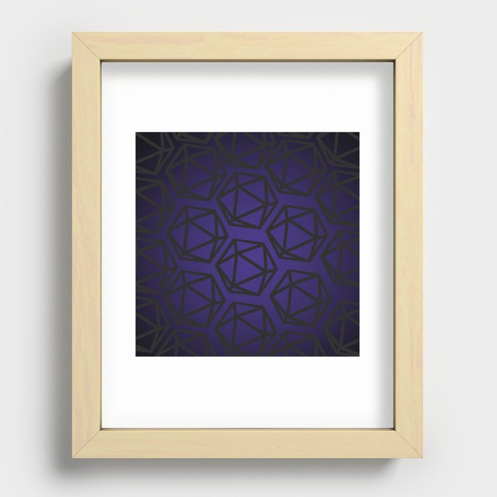 D20 Pattern - Purple Black Gradient Recessed Framed Print