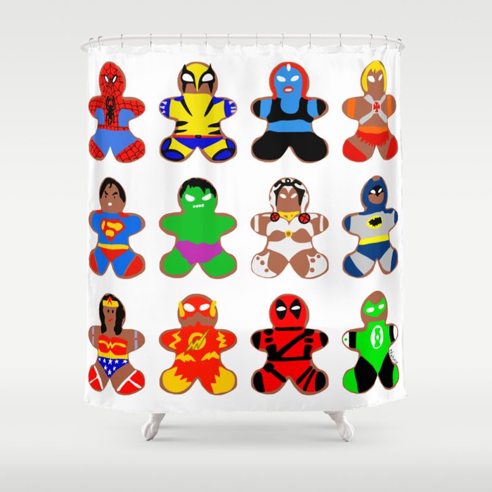 Superhero Gingerbread Man Shower Curtain By Notsniw Society6