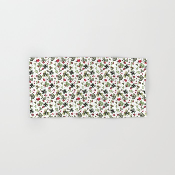 Lucky Ladybugs and Clovers Pattern Hand & Bath Towel