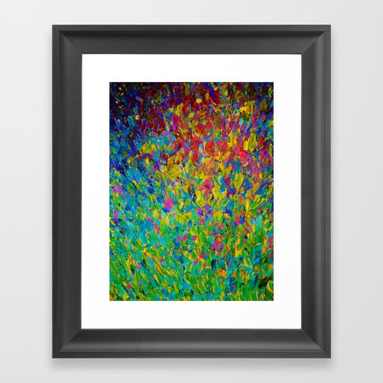 RAINBOW FIELDS - Colorful Abstract Acrylic Painting Ocean Waves Blue Teal Magenta Nature Fine Art Framed Art Print