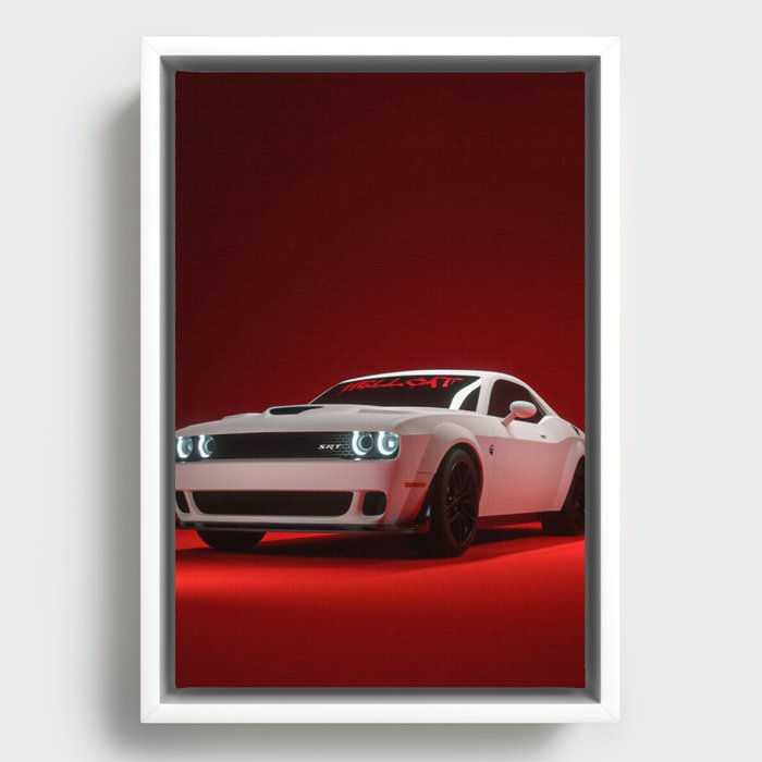 Challenger SRT Demon Hellcat American Muscle Car Classic automobile transporation color photograph / photography vintage poster posters Framed Canvas