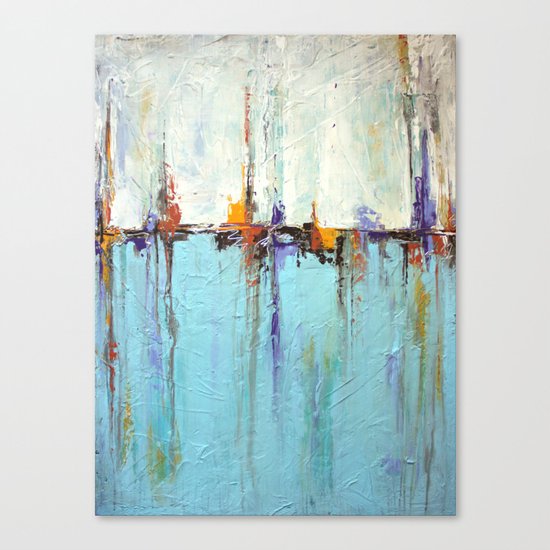 Abstract White and Blue Painting – Textured Art – “Sailing” Canvas Print