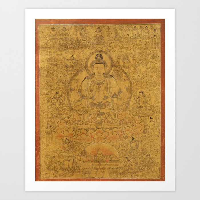 Buddhist Thangka Avalokiteshvara Shadakshari-Lokeshvara Art Print