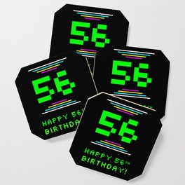 [ Thumbnail: 56th Birthday - Nerdy Geeky Pixelated 8-Bit Computing Graphics Inspired Look Coaster ]